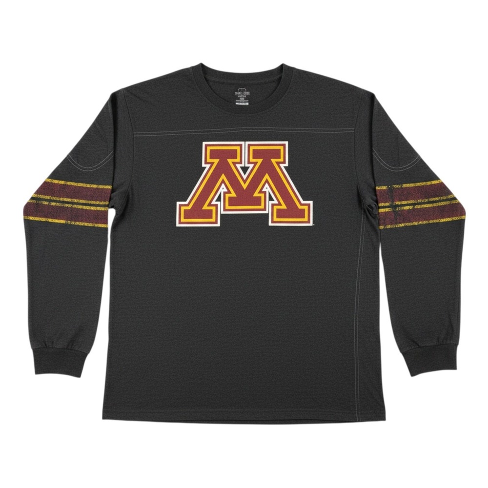 Minnesota Golden Gophers Shirt Mens Medium Gray Raglan Crew Neck Retro ProEdge